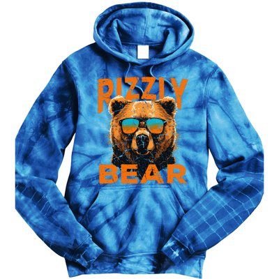 Rizzly Bear Cool Grizzly Bear Wearing Sunglasses Funny Meme Tie Dye Hoodie