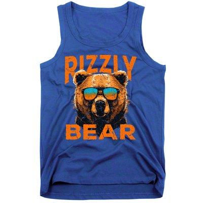 Rizzly Bear Cool Grizzly Bear Wearing Sunglasses Funny Meme Tank Top