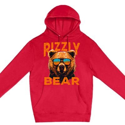 Rizzly Bear Cool Grizzly Bear Wearing Sunglasses Funny Meme Premium Pullover Hoodie