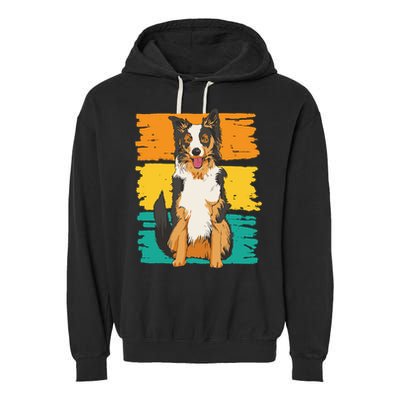 Retro Border Collie Garment-Dyed Fleece Hoodie
