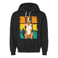 Retro Border Collie Garment-Dyed Fleece Hoodie