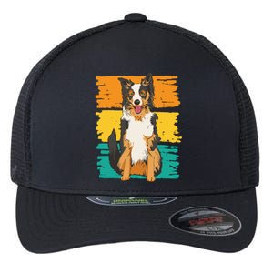 Retro Border Collie Flexfit Unipanel Trucker Cap