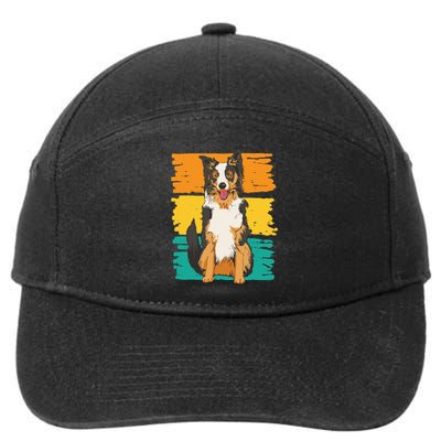 Retro Border Collie 7-Panel Snapback Hat