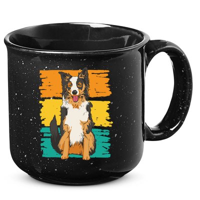 Retro Border Collie 15oz Campfire Ceramic Mug