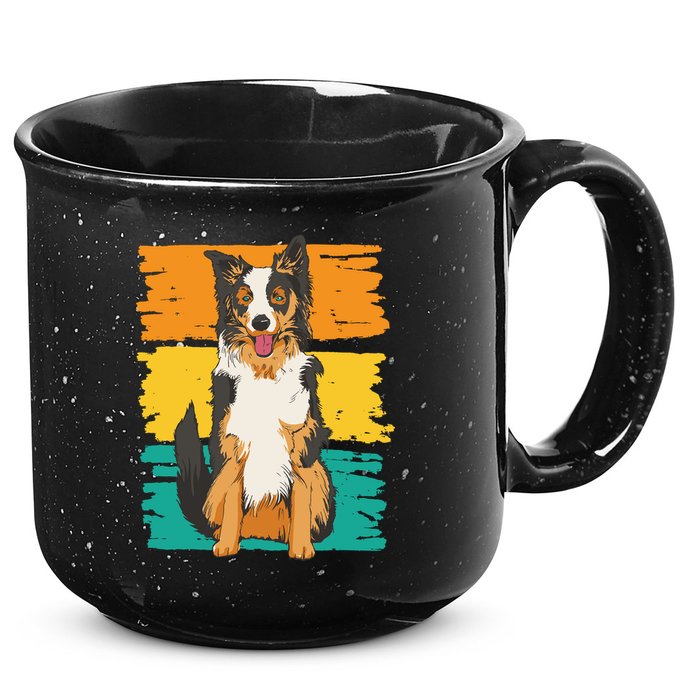 Retro Border Collie 15oz Campfire Ceramic Mug