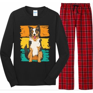 Retro Border Collie Long Sleeve Pajama Set