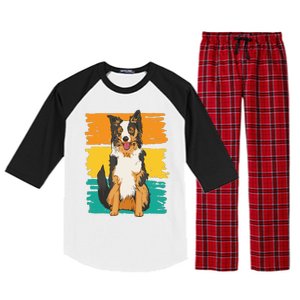 Retro Border Collie Raglan Sleeve Pajama Set