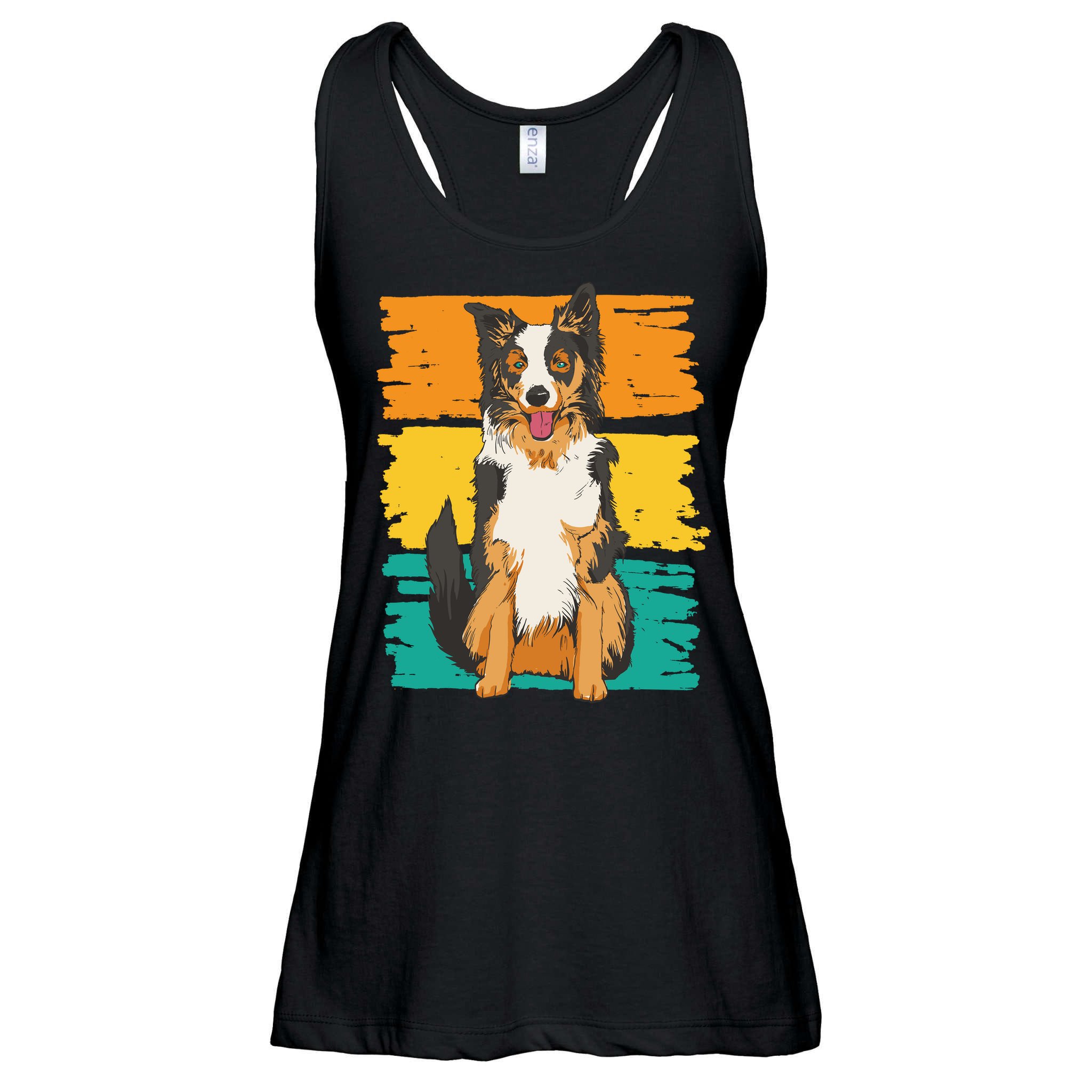 Retro Border Collie Ladies Essential Flowy Tank