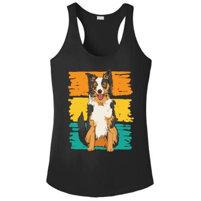 Retro Border Collie Ladies PosiCharge Competitor Racerback Tank