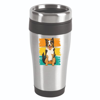 Retro Border Collie 16oz Travel Tumbler