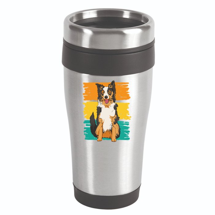 Retro Border Collie 16oz Travel Tumbler