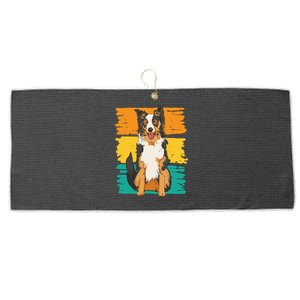 Retro Border Collie Large Microfiber Waffle Golf Towel