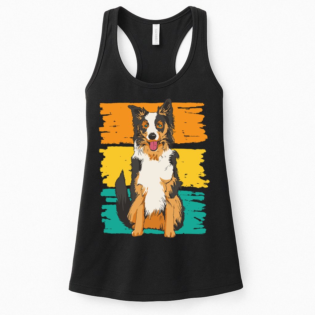 Retro Border Collie Womens Tank Top