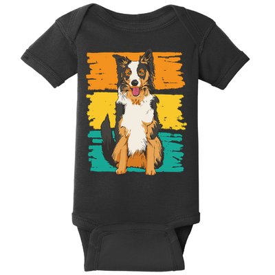 Retro Border Collie Baby Bodysuit