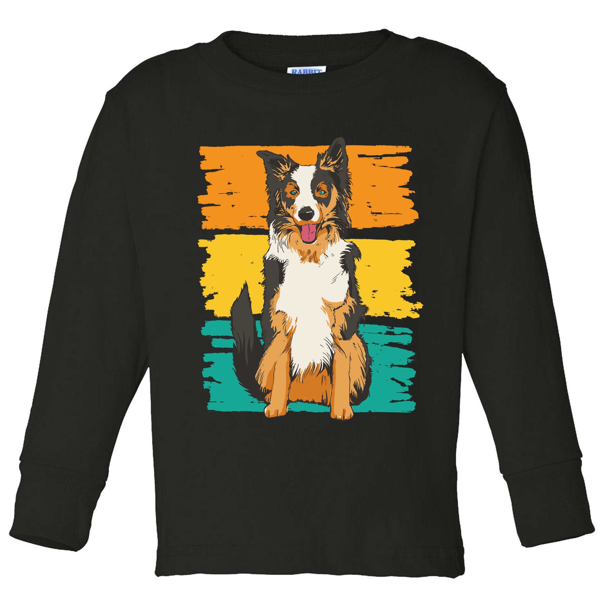 Retro Border Collie Toddler Long Sleeve Shirt