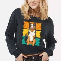 Retro Border Collie Cropped Pullover Crew