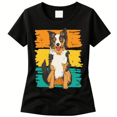 Retro Border Collie Womens T-Shirt