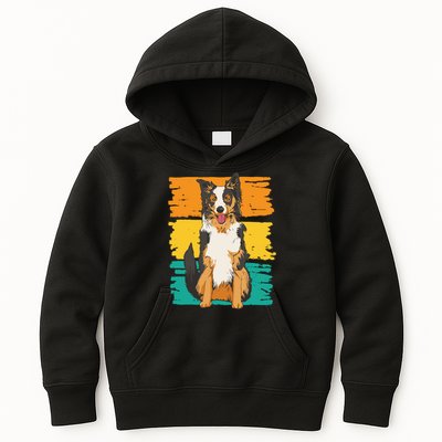 Retro Border Collie Kids Hoodie