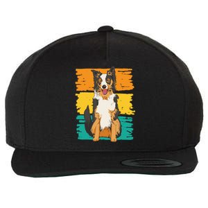 Retro Border Collie Wool Snapback Cap