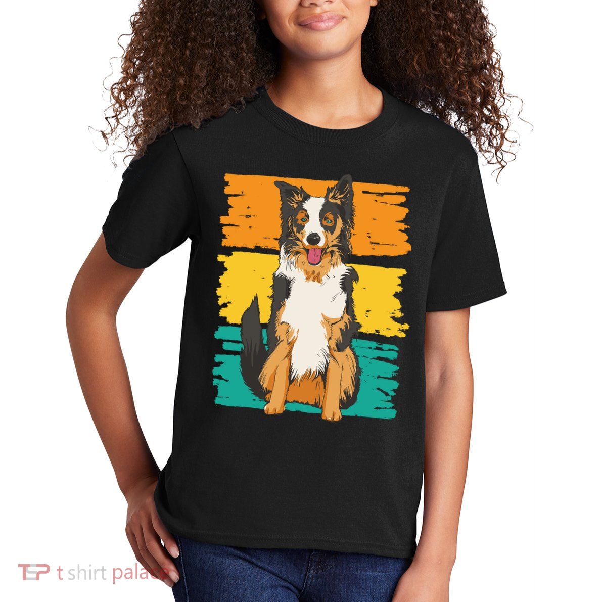 Retro Border Collie Kids T-Shirt