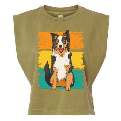 Retro Border Collie Garment-Dyed Women's Muscle Tee