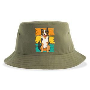 Retro Border Collie Sustainable Bucket Hat