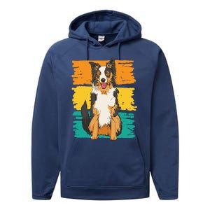 Retro Border Collie Performance Fleece Hoodie