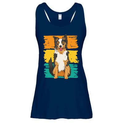 Retro Border Collie Ladies Essential Flowy Tank