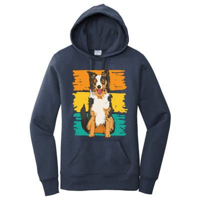 Retro Border Collie Women's Pullover Hoodie