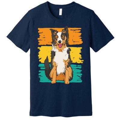 Retro Border Collie Premium T-Shirt