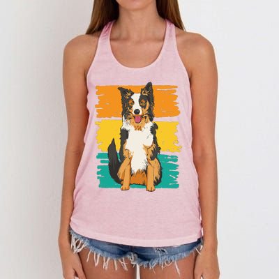 Retro Border Collie Women's Knotted Racerback Tank