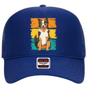 Retro Border Collie High Crown Mesh Back Trucker Hat