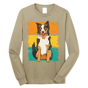 Retro Border Collie Long Sleeve Shirt