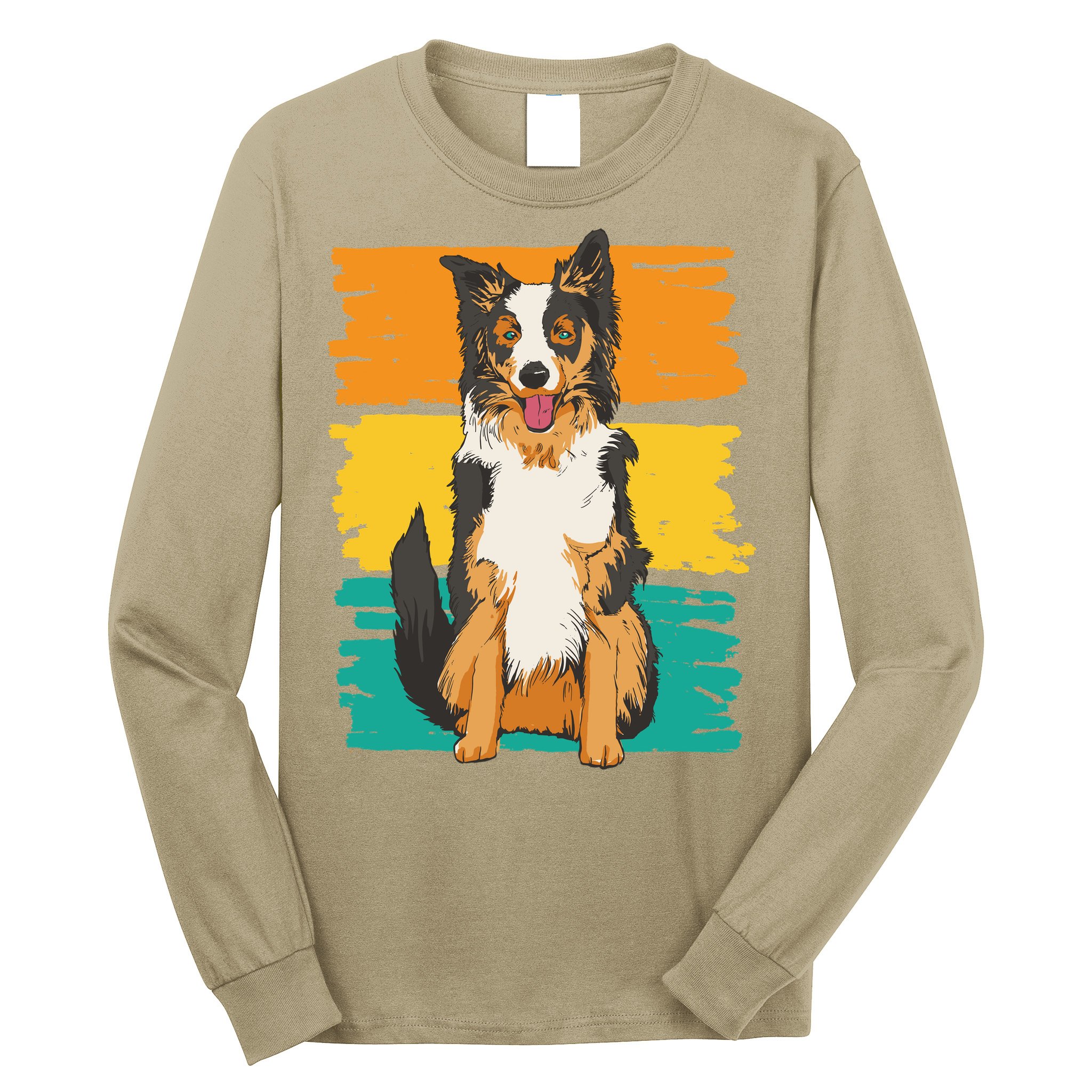 Retro Border Collie Long Sleeve Shirt
