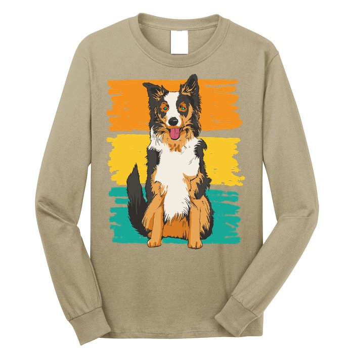 Retro Border Collie Long Sleeve Shirt