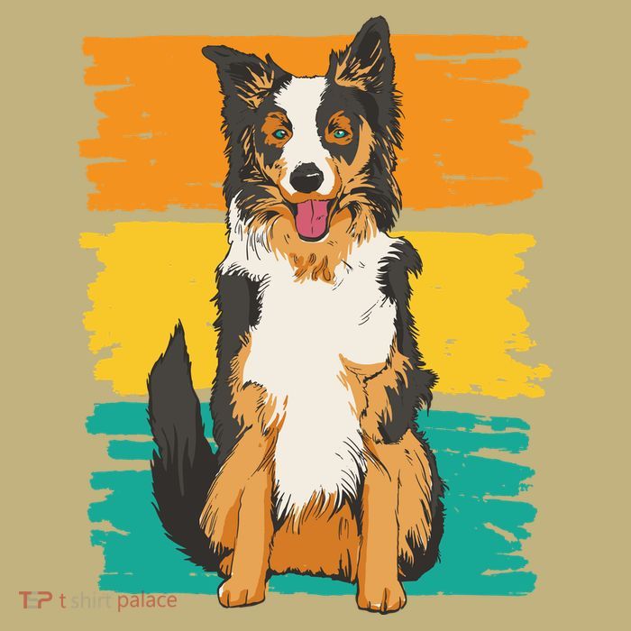 Retro Border Collie Button