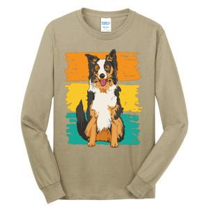 Retro Border Collie Tall Long Sleeve T-Shirt