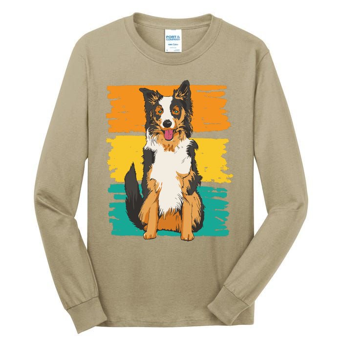 Retro Border Collie Tall Long Sleeve T-Shirt