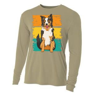 Retro Border Collie Cooling Performance Long Sleeve Crew