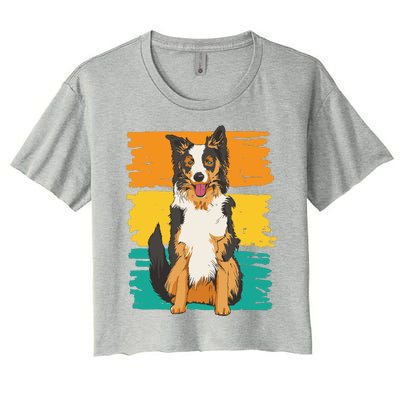 Retro Border Collie Women's Crop Top Tee