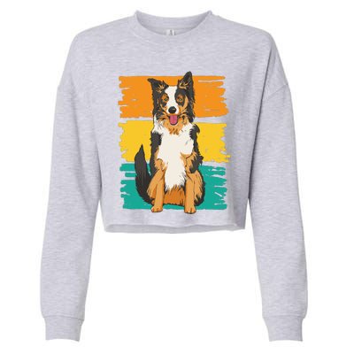 Retro Border Collie Cropped Pullover Crew