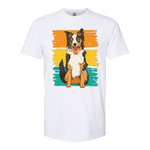 Retro Border Collie Softstyle CVC T-Shirt