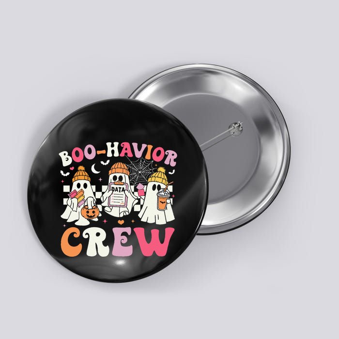 Retro Boohavior Crew Behavior Analyst Halloween Aba Rbt Gift Button