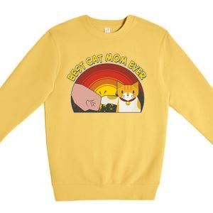 Retro Best Cat Mom Ever Premium Crewneck Sweatshirt