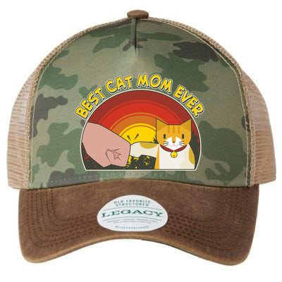 Retro Best Cat Mom Ever Legacy Tie Dye Trucker Hat