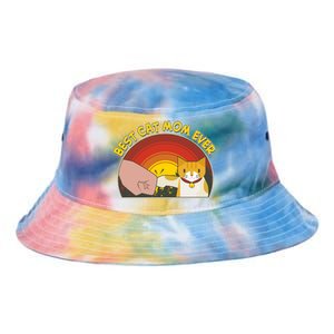 Retro Best Cat Mom Ever Tie Dye Newport Bucket Hat