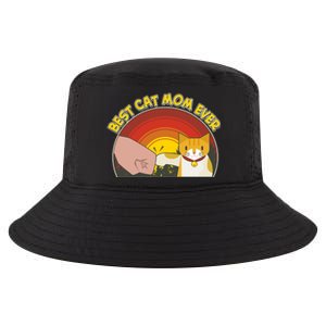 Retro Best Cat Mom Ever Cool Comfort Performance Bucket Hat