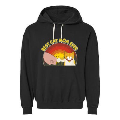 Retro Best Cat Mom Ever Garment-Dyed Fleece Hoodie