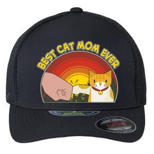 Retro Best Cat Mom Ever Flexfit Unipanel Trucker Cap