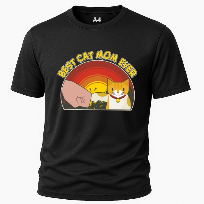 Retro Best Cat Mom Ever Cooling Performance Crew T-Shirt